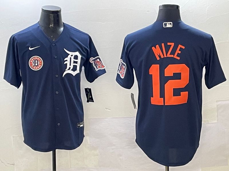 Men Detroit Tigers #12 Mize Drak Blue Game 2025 Nike MLB Jersey style 317->detroit tigers->MLB Jersey